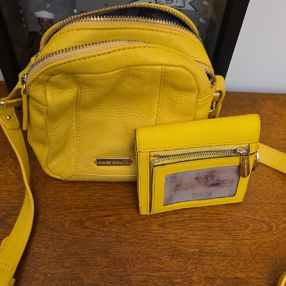 Vince Camuto And Michael KORS Yellow Crossbody Bag and Wallet